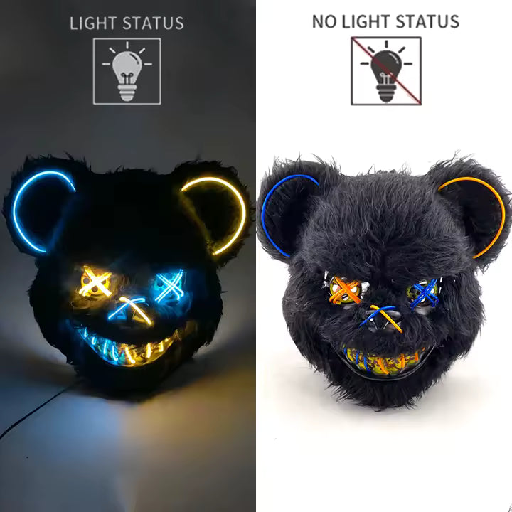 Bloody Plush Black Bear Mask, Animal Head Mask, Scary Bear Mask, Costume Props, Halloween, Cosplay, Dance Party Decoration