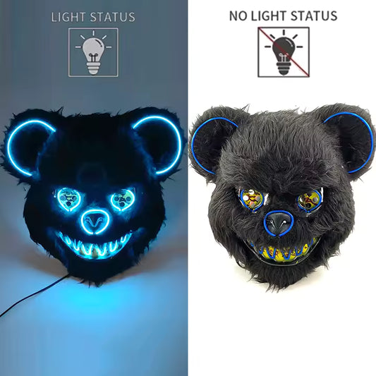 Bloody Plush Black Bear Mask, Animal Head Mask, Scary Bear Mask, Costume Props, Halloween, Cosplay, Dance Party Decoration