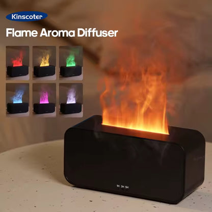 Aroma diffuser simulation colorful flame humidifier can add essential oils timing setting ultrasonic cool mist maker fogger