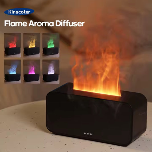Aroma diffuser simulation colorful flame humidifier can add essential oils timing setting ultrasonic cool mist maker fogger