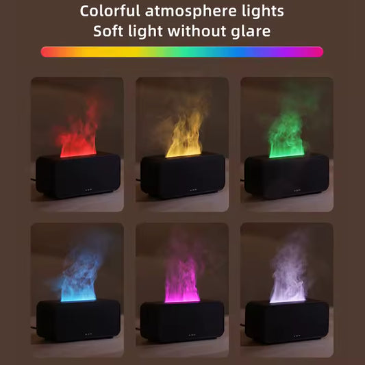 Aroma diffuser simulation colorful flame humidifier can add essential oils timing setting ultrasonic cool mist maker fogger