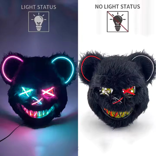 Bloody Plush Black Bear Mask, Animal Head Mask, Scary Bear Mask, Costume Props, Halloween, Cosplay, Dance Party Decoration